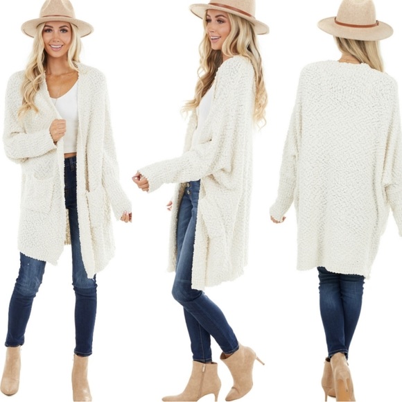 Umgee Sweaters - Umgee Open Front Textured Cozy Boucle Chunky Oversized Cardigan Sweater 1XL H4